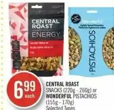 Shoppers Drug Mart Central Roast Snacks (220g-260g) or Wonderful Pistachios (155g-170g) offer