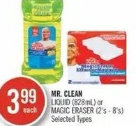 Shoppers Drug Mart Mr. Clean Liquid (828mL) or Magic Eraser (2's-8's) offer