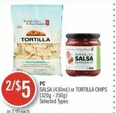 Shoppers Drug Mart PC Salsa (430mL) or Tortilla Chips (320g-350g) offer