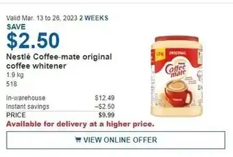 Costco Nestlé Coffee-Mate Original Coffee Whitener 1.9kg offer