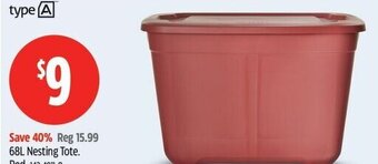 Canadian Tire Type A 68L Nesting Tote offer