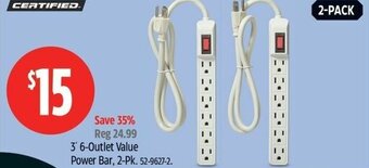 Canadian Tire Certified 3' 6 Outlet Value Power Bar, 2-Pk offer