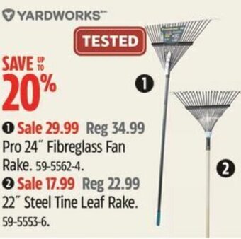 Canadian Tire Yardworks Pro 24" Fibreglass Fan Rake offer