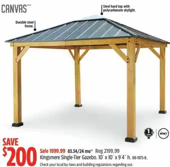 Canadian Tire Canvas Kingsmere Single-Tier Gazebo 10'x10'x9'4" h. offer