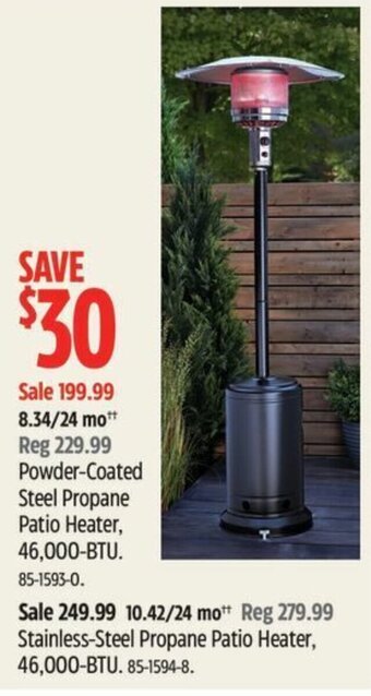 Canadian Tire Stainless-Steel Propane Patio Heater, 46,000-BTU. offer