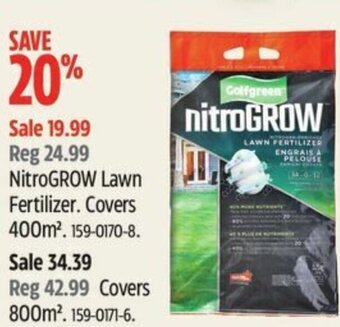 Canadian Tire Golfgreen NitroGrow Lawn Fertilizer. Covers 400m² offer