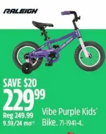 Canadian Tire Raleigh Vibe Purple Kids' Bike offer