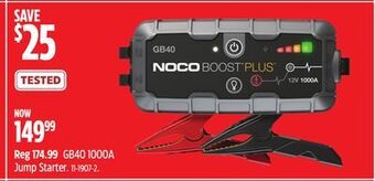 Canadian Tire Noco gb40 1000a jump starter offer