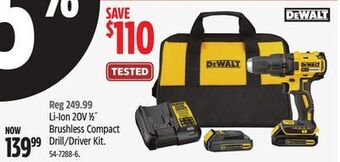 Canadian Tire Dewalt li-ion 20v 1⁄2" brushless compact drill/driver kit offer