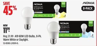 Canadian Tire Noma a19 60w led bulbs, 8-pk offer