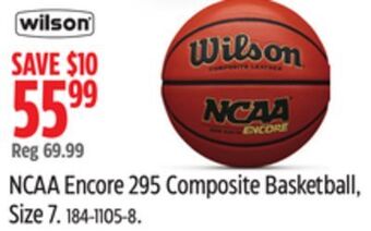 Canadian Tire Wilson ncaa encore 295 composite basketball, size 7 offer