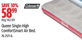 Canadian Tire Coleman queen single-high comfortsmart air bed offer