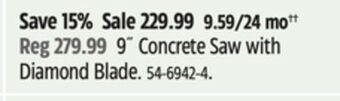 Canadian Tire Evolution 9˝ concrete saw with diamond blade offer