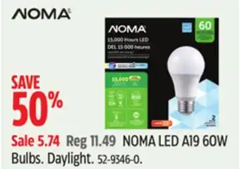 Canadian Tire Noma led a19 60w bulbs offer