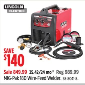 Canadian Tire Lincoln mig-pak 180 wire-feed welder offer