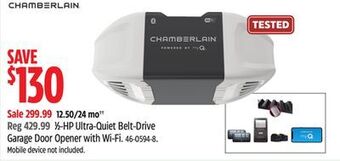 Canadian Tire Chamberlain ½-hp ultra-quiet belt-drive garage door opener with wi-fi offer