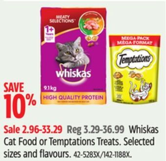 Canadian Tire Whiskas cat food or temptations treats offer