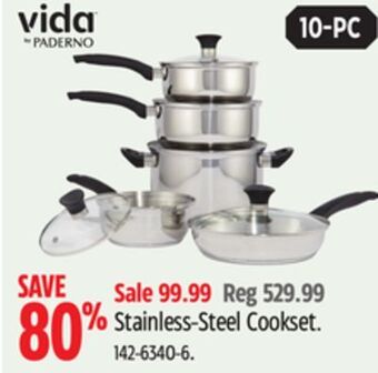 Canadian Tire Vida by paderno stainless-steel cookset offer