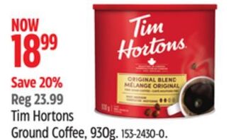Canadian Tire Tim hortons ground coffee, 930g offer