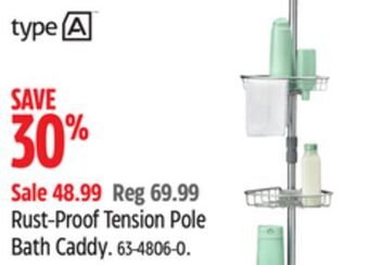 Canadian Tire Type a rust-proof tension pole bath caddy offer