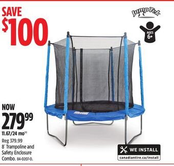 Canadian Tire Jumptek 8' trampoline and safety enclosure combo offer