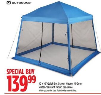 Canadian Tire Outbound 10 x 10' quick-set screen house offer