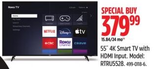 Canadian Tire Rca 55" 4k smart tv with hdmi input offer