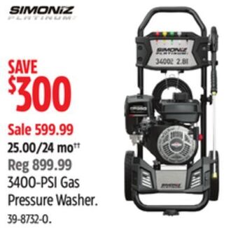Canadian Tire Briggs & stratton 3400-psi gas pressure washer offer