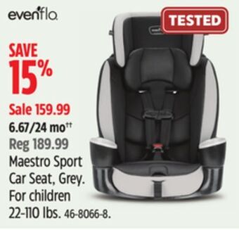 Canadian Tire Evenflo maestro sport car seat, grey offer