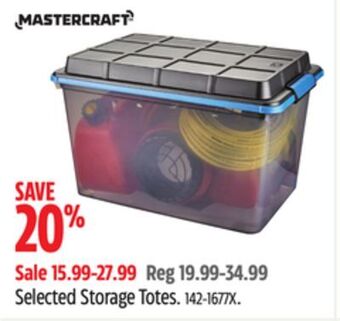 Canadian Tire Mastercraft selected storage totes offer