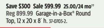 Canadian Tire Shelter logic garage-in-a-box round top, 12 x 20 x 8´h offer