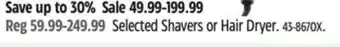 Canadian Tire Shark selected shavers or hair dryer offer