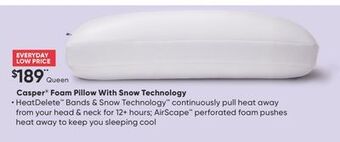 Sleep Country Casper foam pillow with snow technology offer