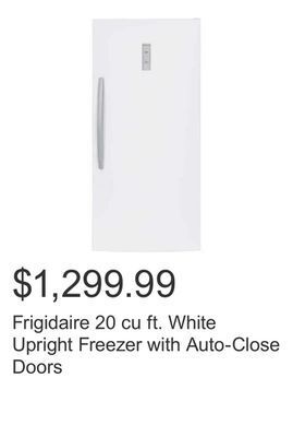 Costco Frigidaire 20 cu ft. white upright freezer with auto-close doors offer