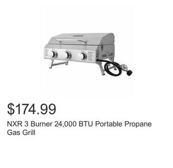Costco Nxr 3 burner 24,000 btu portable propane gas grill offer
