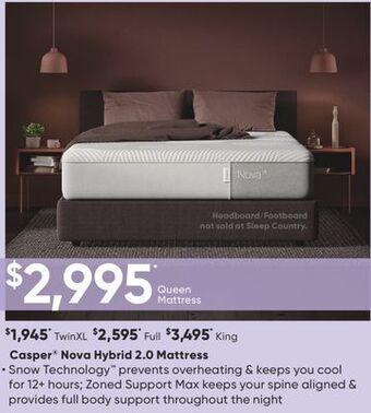 Sleep Country Casper nova hybrid 2.0 mattress offer
