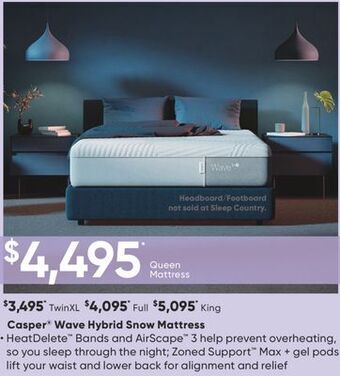 Sleep Country Casper® wave hybrid snow mattress offer