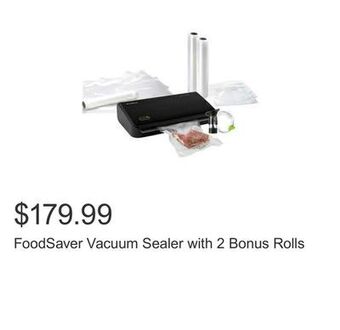 Costco Foodsaver vacuum sealer with 2 bonus rolls offer