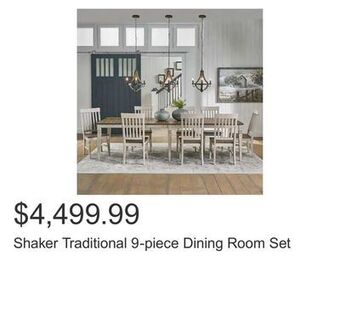 Costco Shaker traditional 9-piece dining room set offer
