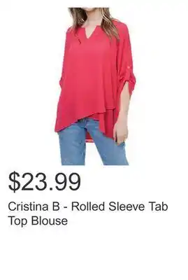 Costco Cristina b - rolled sleeve tab top blouse offer