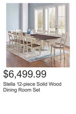 Costco Stella 12-piece solid wood dining room set offer