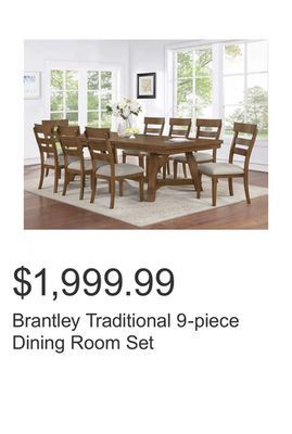 Costco Brantley traditional 9-piece dining room set offer