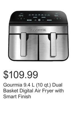 Costco Gourmia 9.4 l (10 qt.) dual basket digital air fryer with smart finish offer