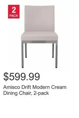 Costco Amisco drift modern cream dining chair, 2-pack offer