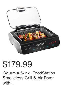 Costco Gourmia 5-in-1 foodstation smokeless grill & air fryer with integrated temperature probe offer