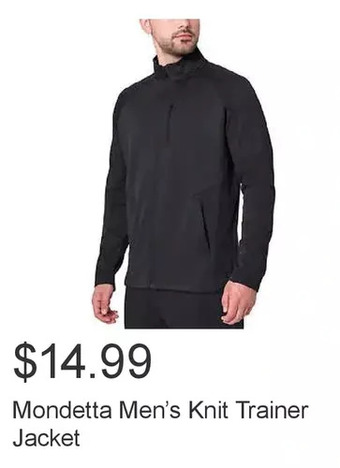 Costco Mondetta men’s knit trainer jacket offer