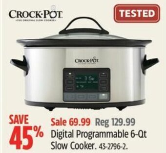 Canadian Tire Crock-Pot Digital Programmable 6-Qt Slow Cooker offer