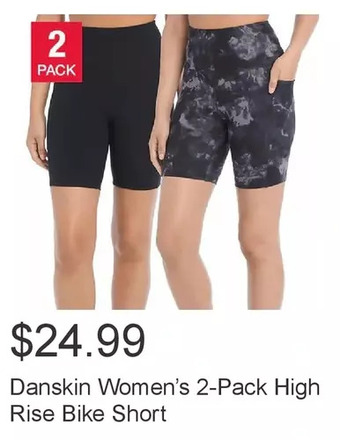 Costco Danskin women’s 2-pack high rise bike short offer