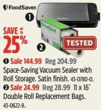 Canadian Tire FoodSaver Space-Saving Vacuum Sealer with Roll Storage. Satin Finish. offer