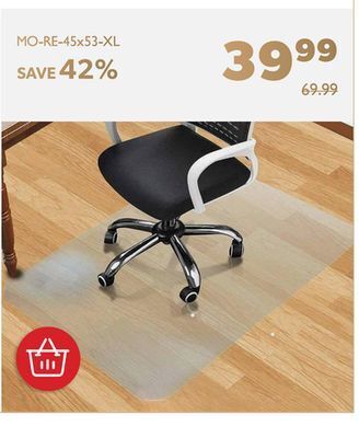 Shopper+ Translucent chair mat for hardwood floor, rectangle, pvc - moustache - 45*53 inch offer